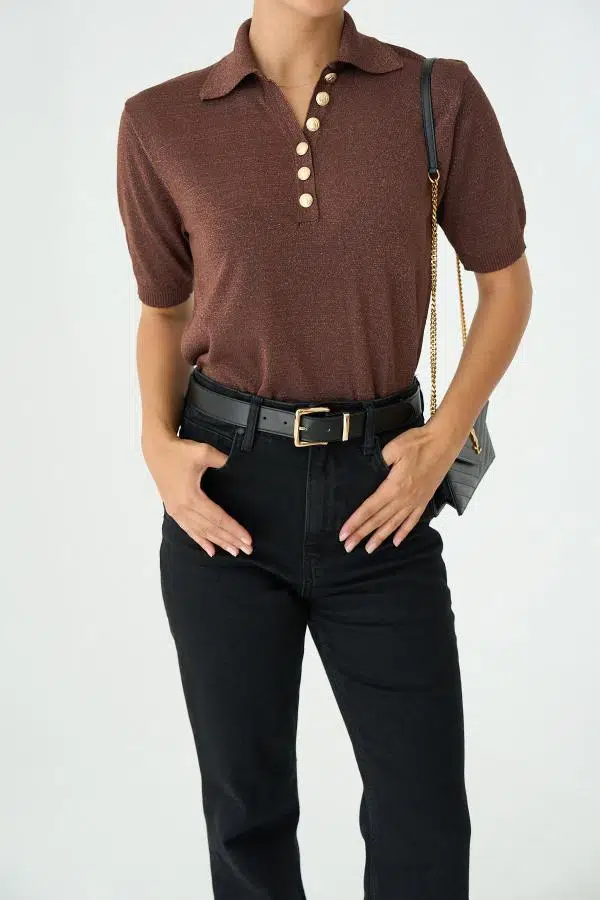 TK251111 QUSTYLE SİMLİ TRİKO KAZAK