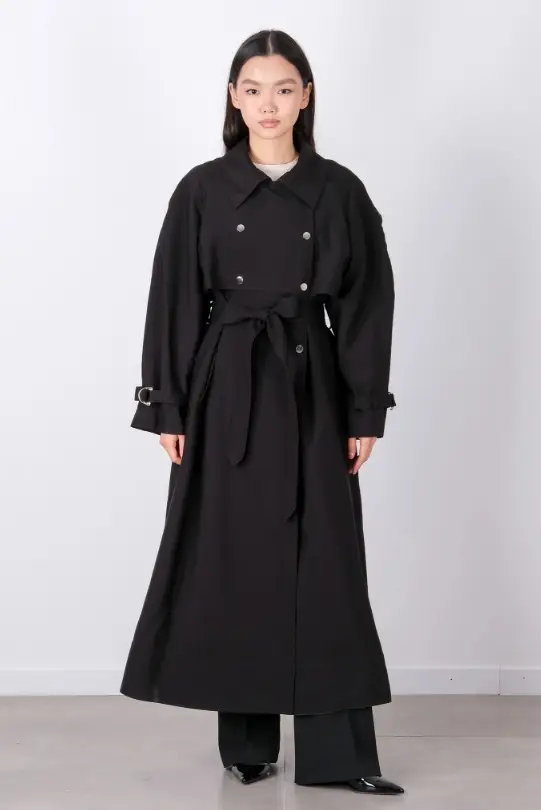 W-27-803 MASSİMO DONNA TRENÇKOT - SİYAH